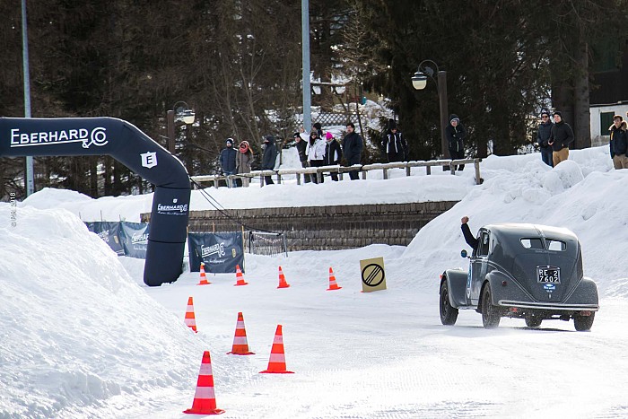 Sala-Cioffi su Lancia Aprilia del 1937 vincono il Trofeo Eberhard sul lago ghiacciato